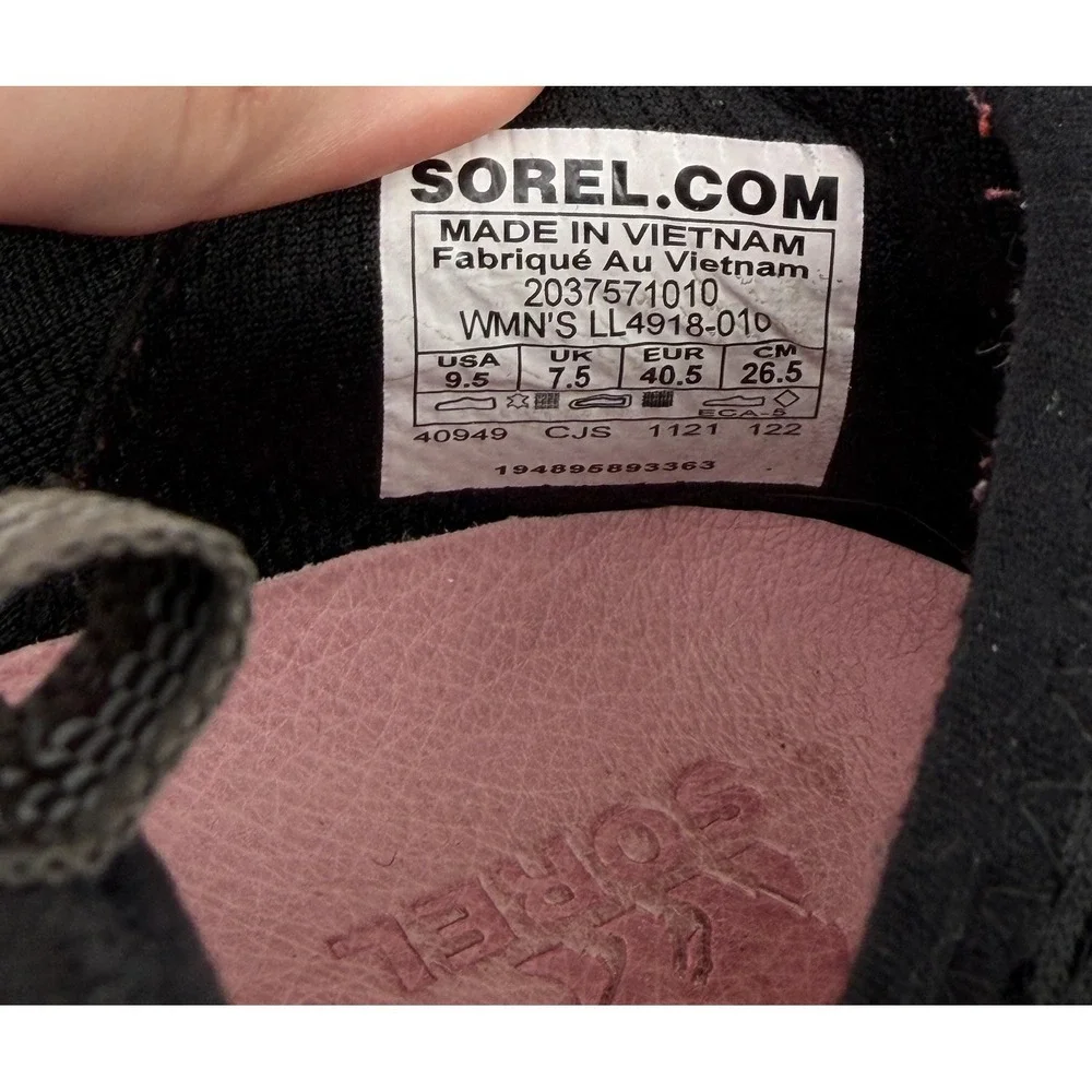 Sorel Shoes Womens‎ 9.5 Black Pink Kinetic Impact Lace Up Athletic Sneakers Walk